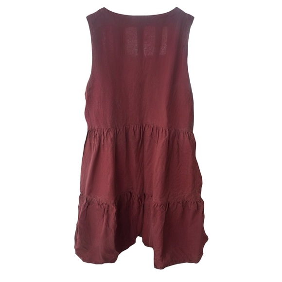 Matty M Burgundy Linen Tiered Mini Dress - Picture 3 of 4